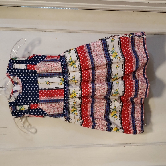 Vintage Jill Red, White, Yellow and Blue Patchwork Dress - Picture 2 of 8